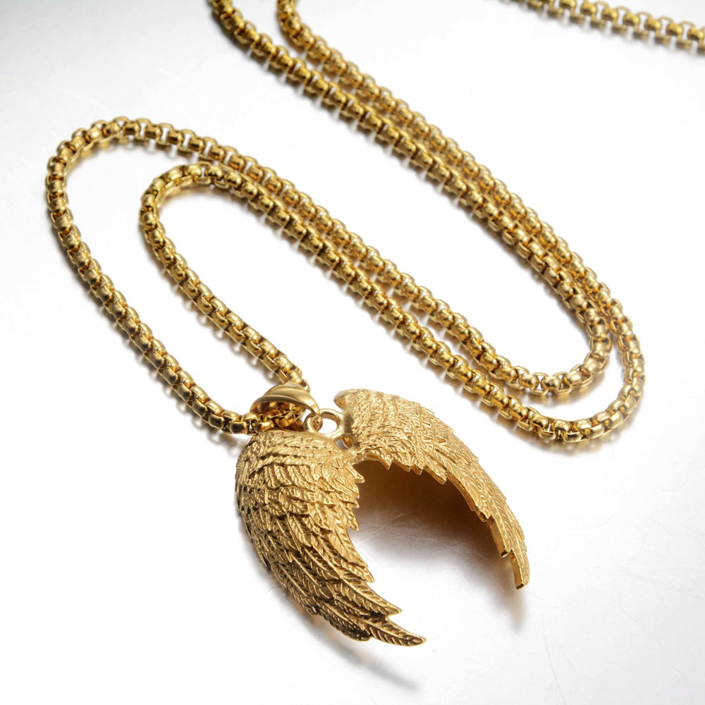 Feather Wings Retro Titanium Steel Personality Punk Necklace