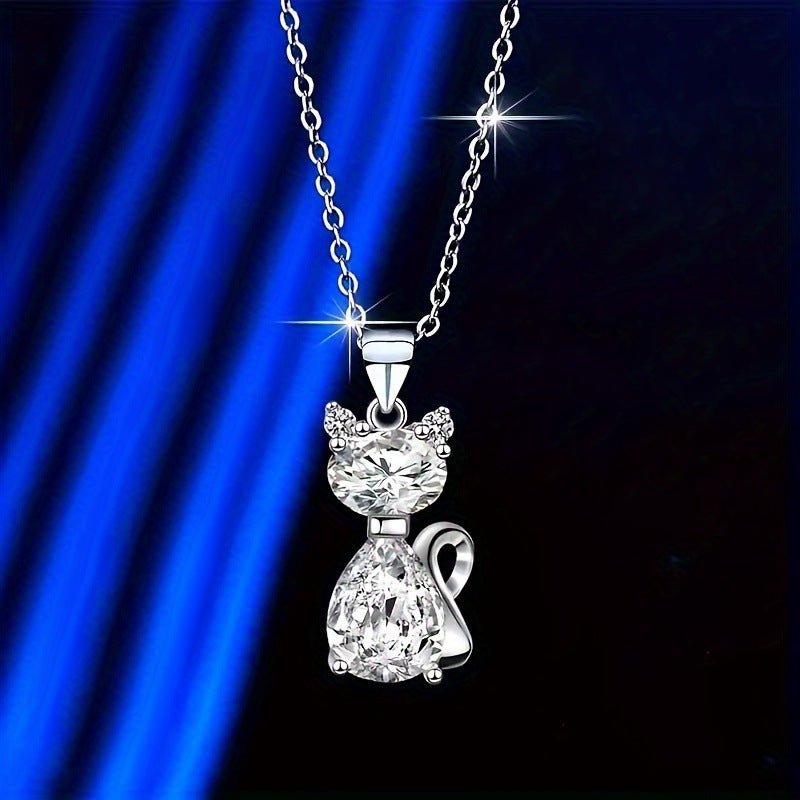 Fashion Unique Crystal Cat Pendant Necklace