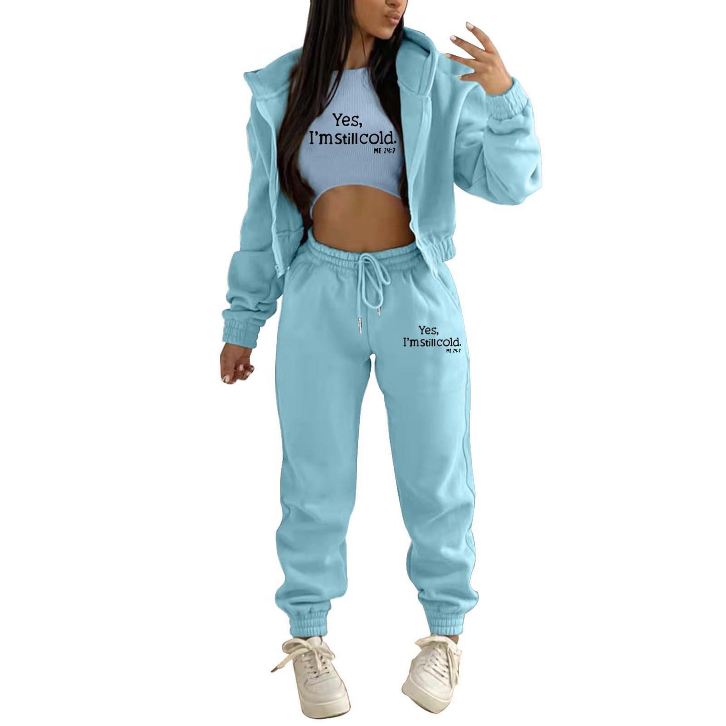 Women's Fashion Hooded Letter-print Casual Suit