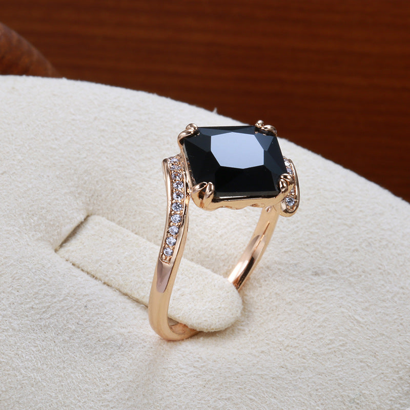 Women's Fashion Personalized Retro Style Black Zircon Ring