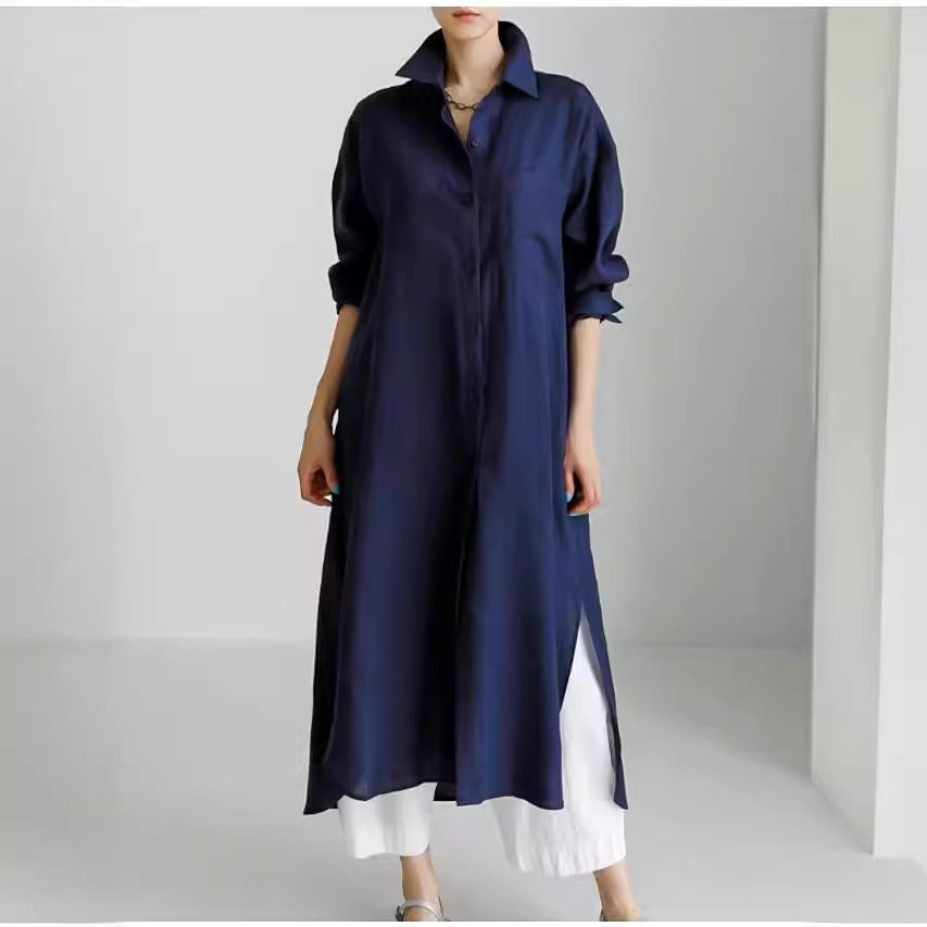 Women's Cardigan Cotton And Linen Half Sleeve Dress Women