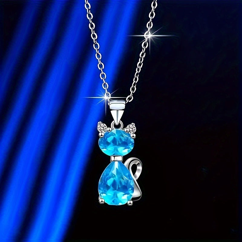 Fashion Unique Crystal Cat Pendant Necklace