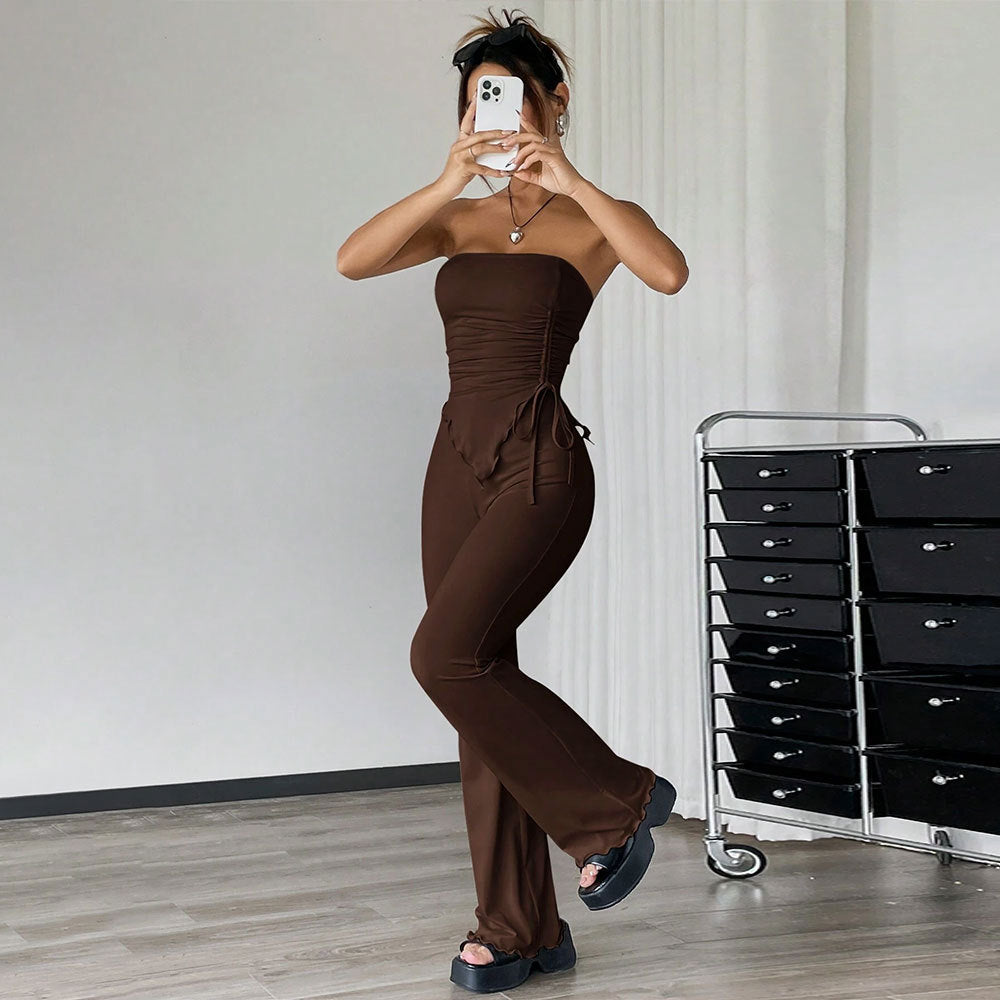 Spring And Summer New Tube Top Top And Trousers Two-piece Set