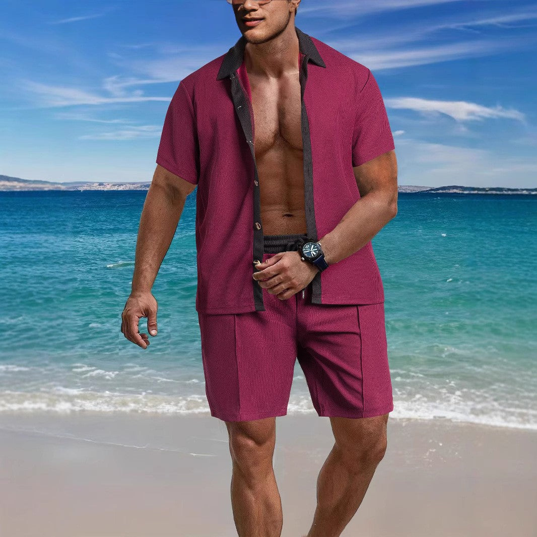 Men's Casual Vacation Shirt And Shorts Two-piece Suit