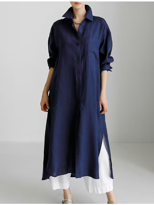 Women's Cardigan Cotton And Linen Half Sleeve Dress Women