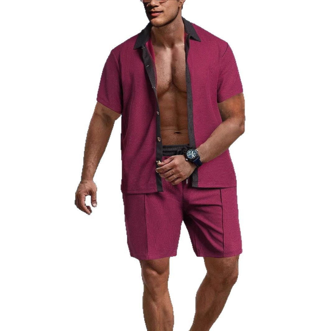 Men's Casual Vacation Shirt And Shorts Two-piece Suit