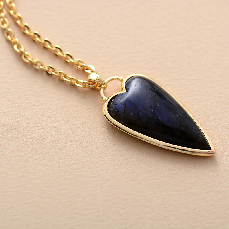 Affordable Luxury Fashion Simple Labradorite Heart Shape Pendant