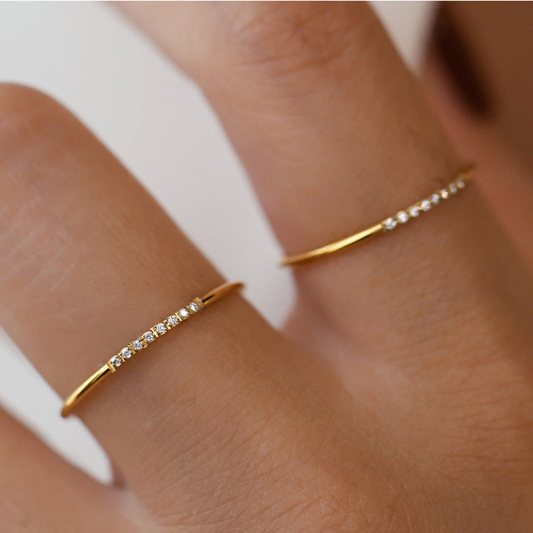 8 Fine Diamonds Ins Simple Temperament Basic Fine Ring Female Accessories