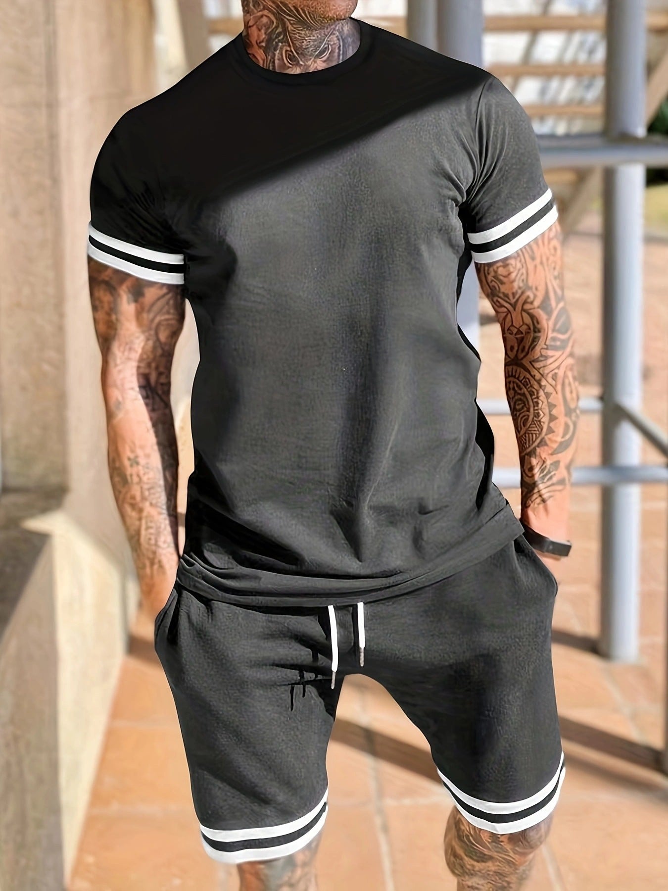 Men's Short-sleeved T-shirt Casual Shorts Two-piece Set