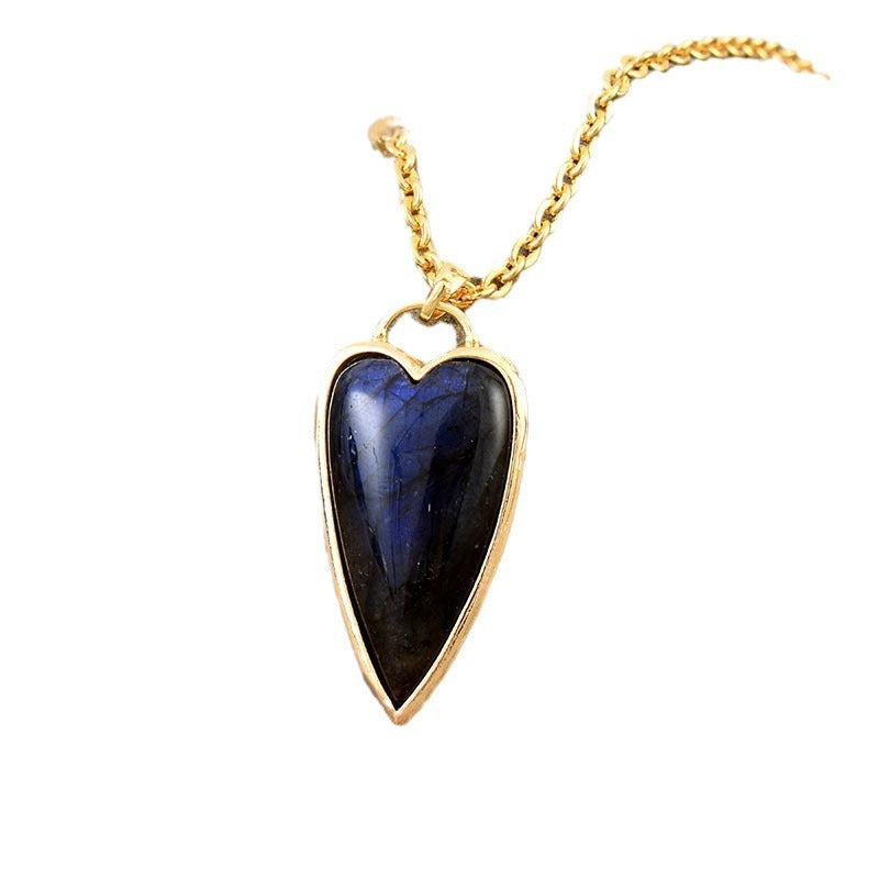 Affordable Luxury Fashion Simple Labradorite Heart Shape Pendant