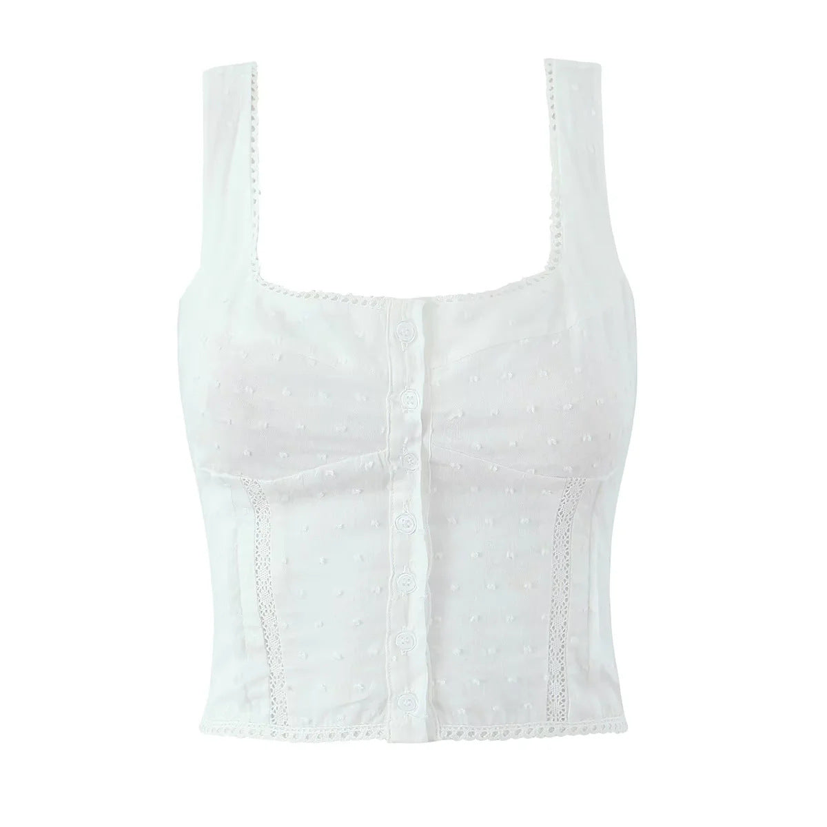 French Style Hot Girl Square Collar Lace Splicing Sling Vest For Women