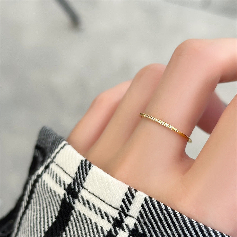 8 Fine Diamonds Ins Simple Temperament Basic Fine Ring Female Accessories