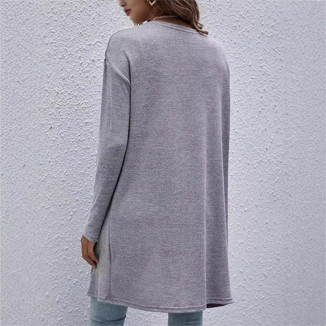 Autumn And Winter New Women's Buckle-free Cardigan Long Sleeve