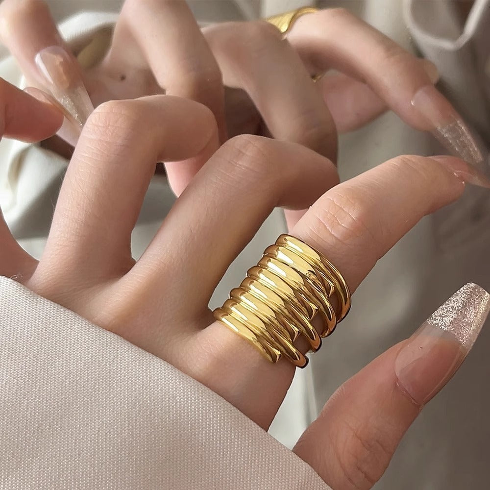 French Minority Design Multi-layer Coil Ring For Women