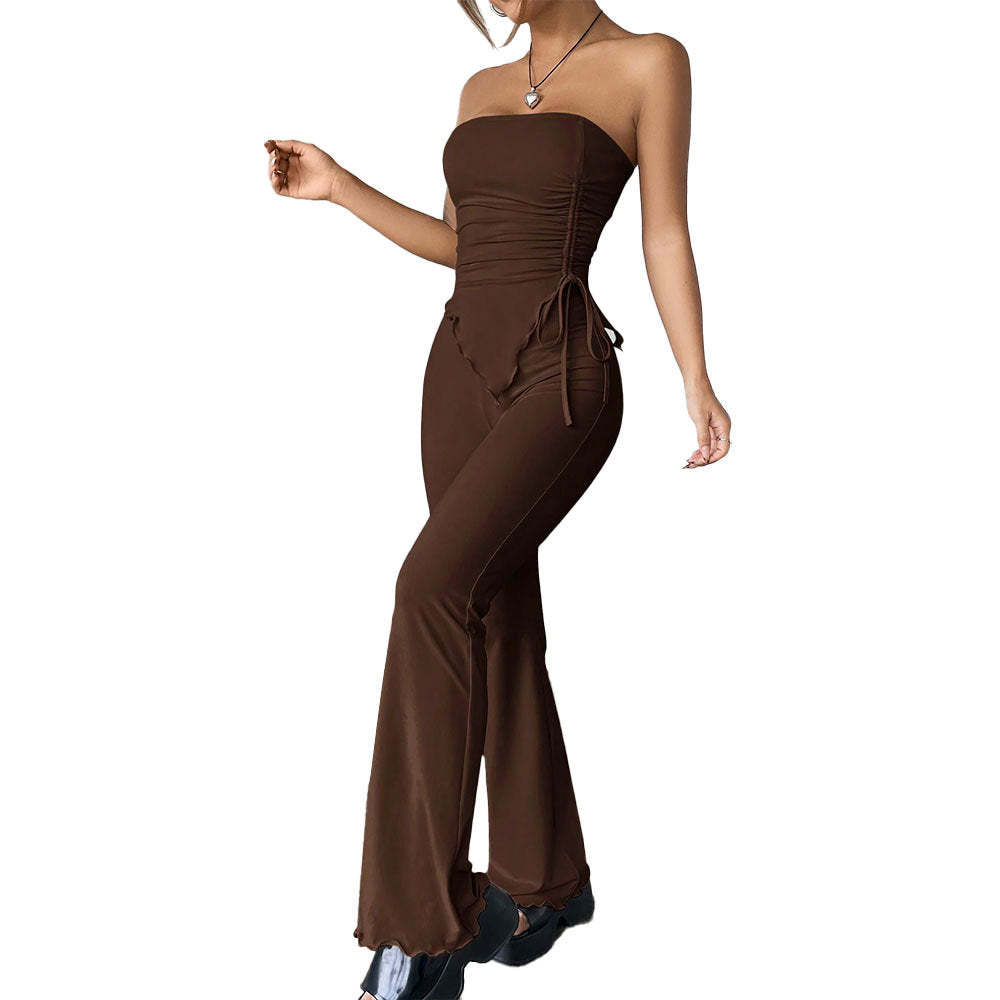 Spring And Summer New Tube Top Top And Trousers Two-piece Set