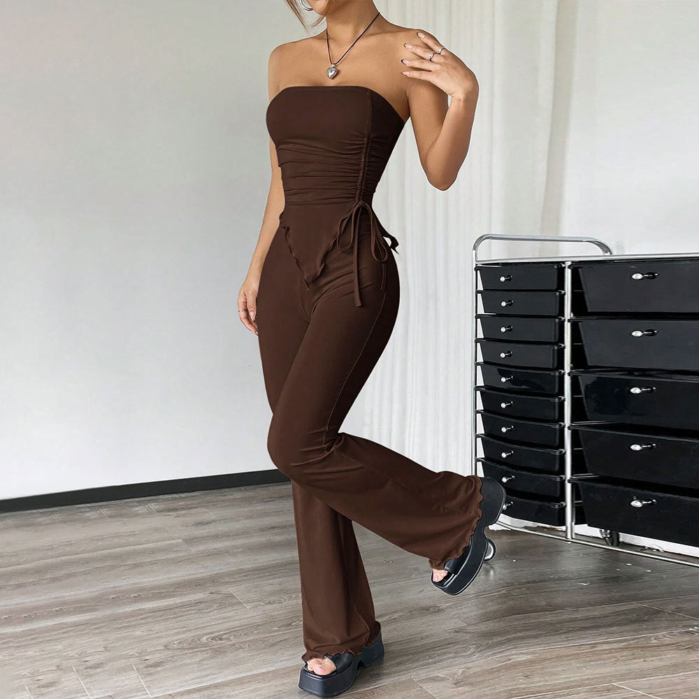 Spring And Summer New Tube Top Top And Trousers Two-piece Set