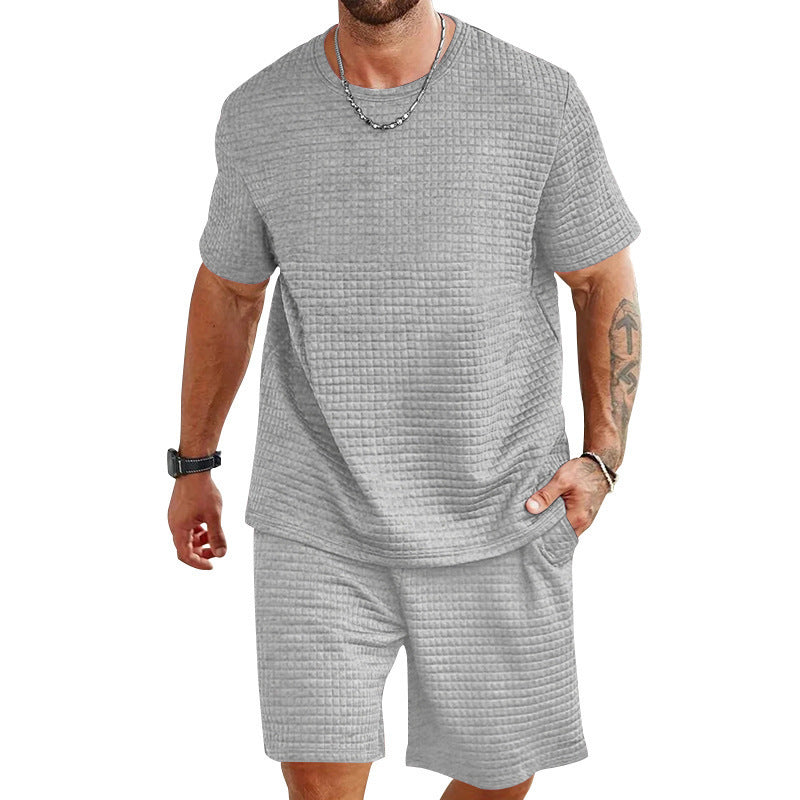 Sports Casual Suit Solid Color Round Neck T-shirt Shorts