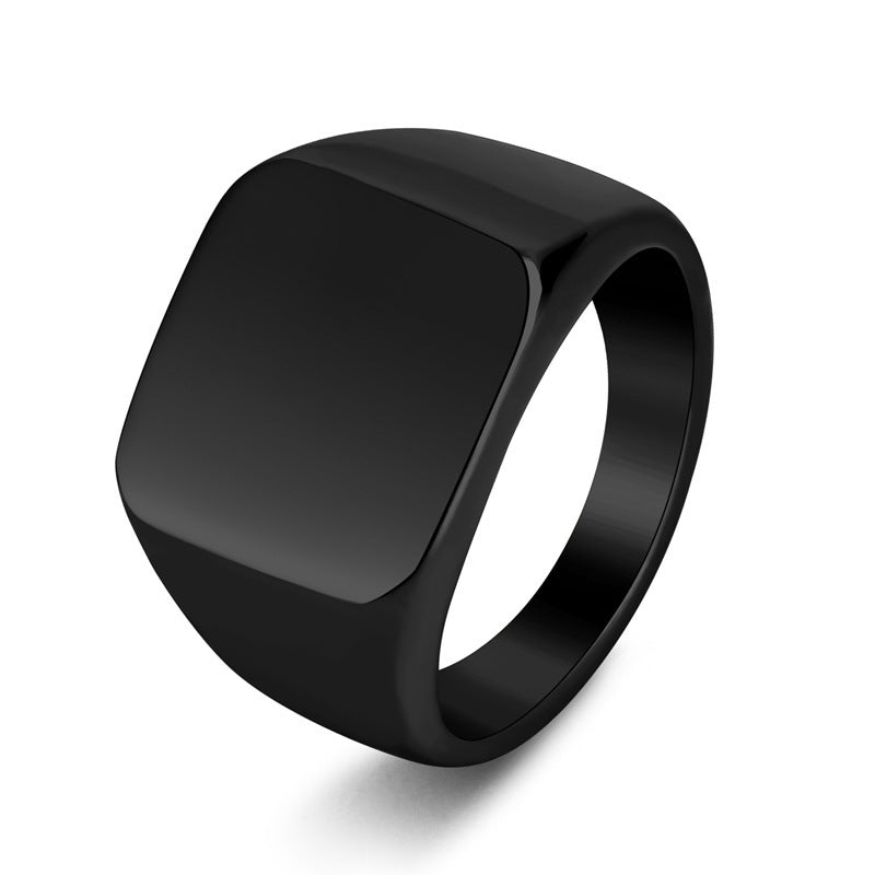 European And American Titanium Steel Square Glossy Ring For Men