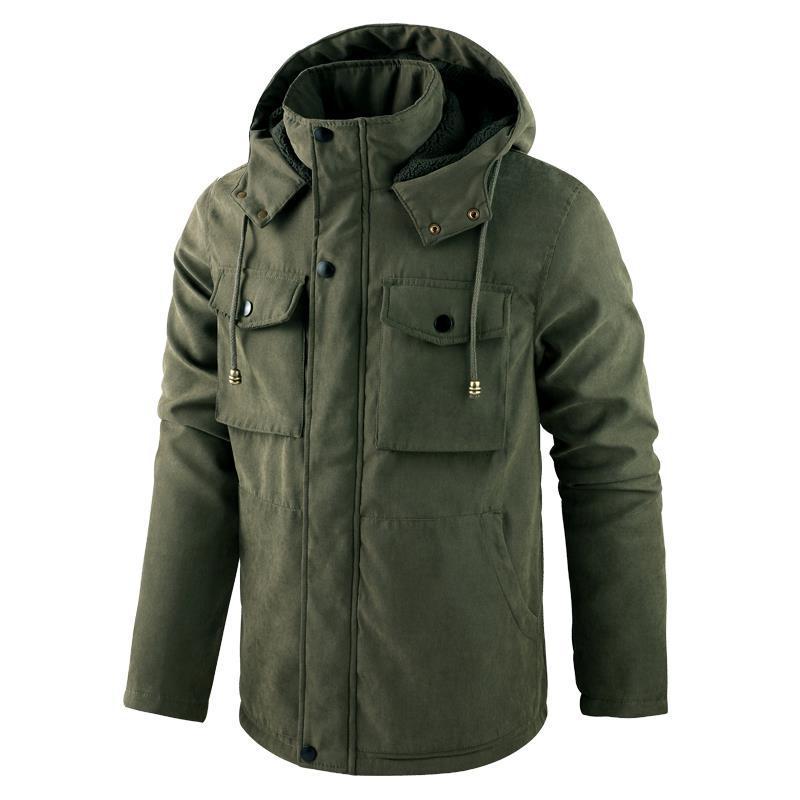 Thick Detachable Hat Lambswool Jacket