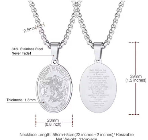 Oval Angel Portrait Pendant Stainless Steel Necklace Titanium Steel Colorfast Necklace
