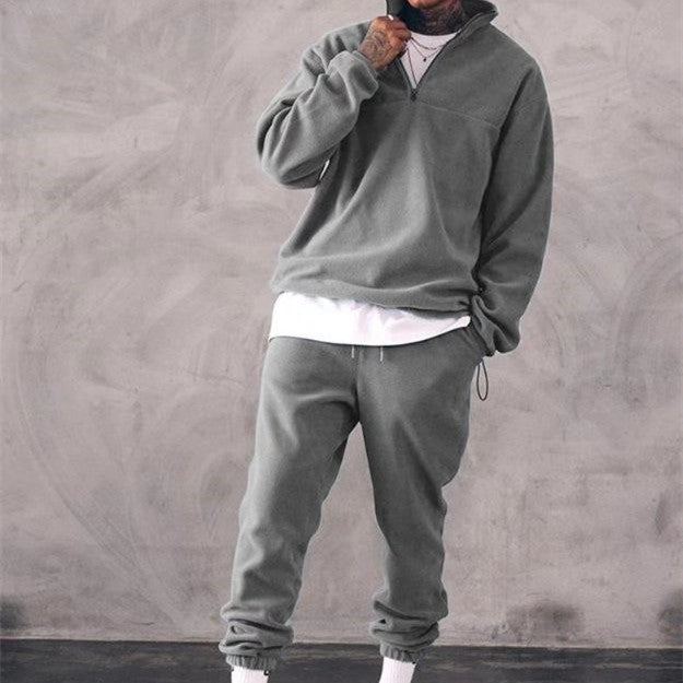 Casual Stand Collar Thickened Long-sleeved T-shirt Loose-fitting Pullover Men's Suit