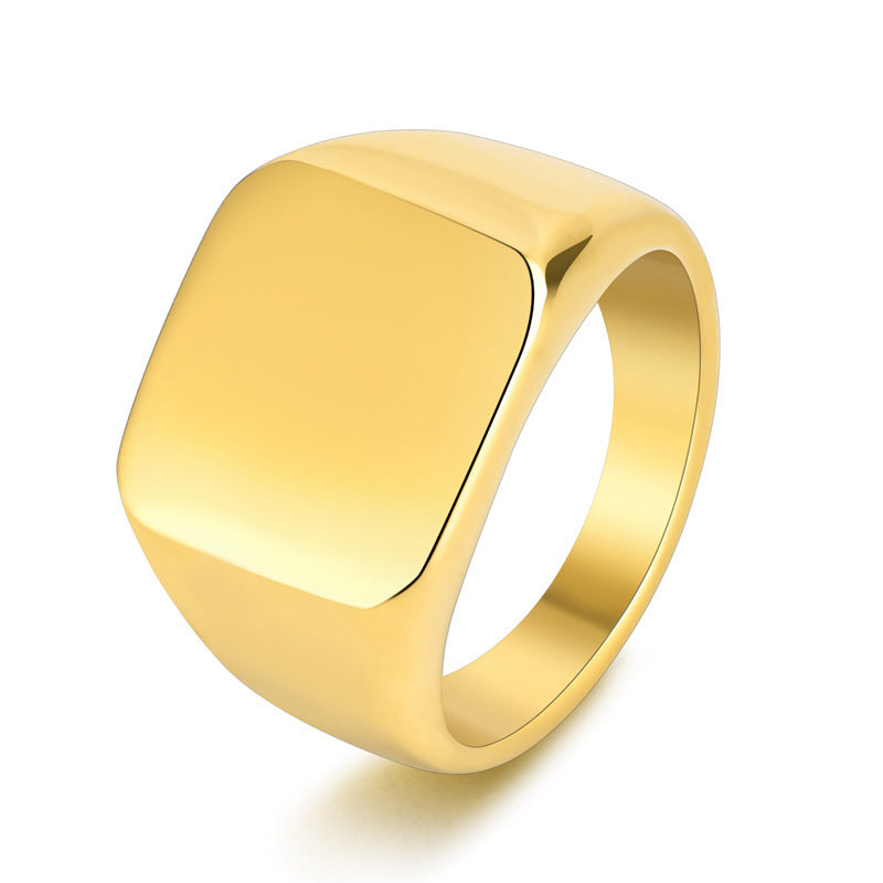 European And American Titanium Steel Square Glossy Ring For Men