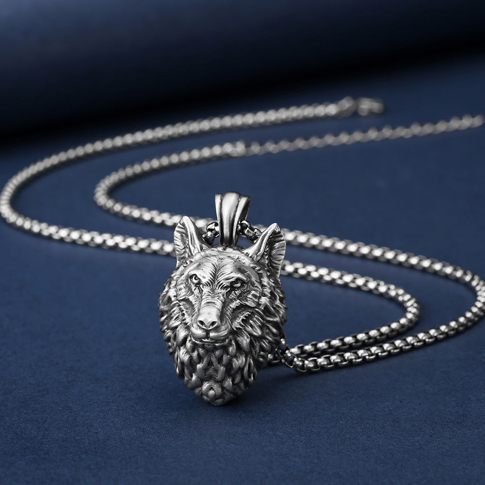 Men's Hip Hop Wolf Head Pendant Punk Animal