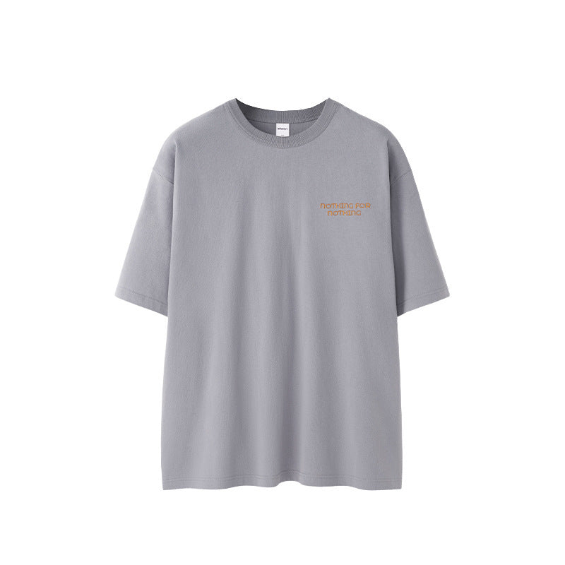 Thread Collar Embroidered T-shirt Retro Heavy Pit Short Sleeve