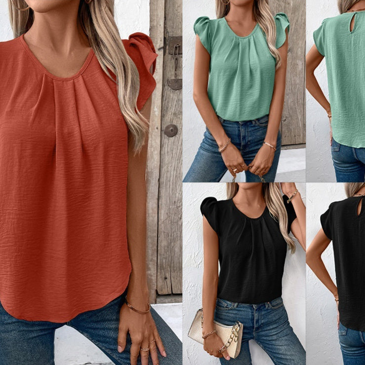 Casual Round Neck Pullover Short Sleeve T-shirt
