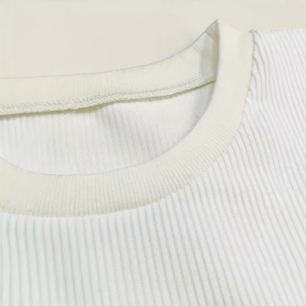 European And American Slim Fit Round Neck Pullover Short Sleeve Trousers Two-piece Set