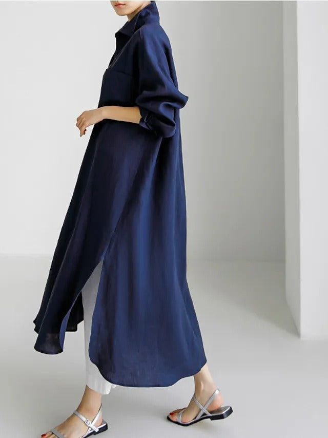 Women's Cardigan Cotton And Linen Half Sleeve Dress Women