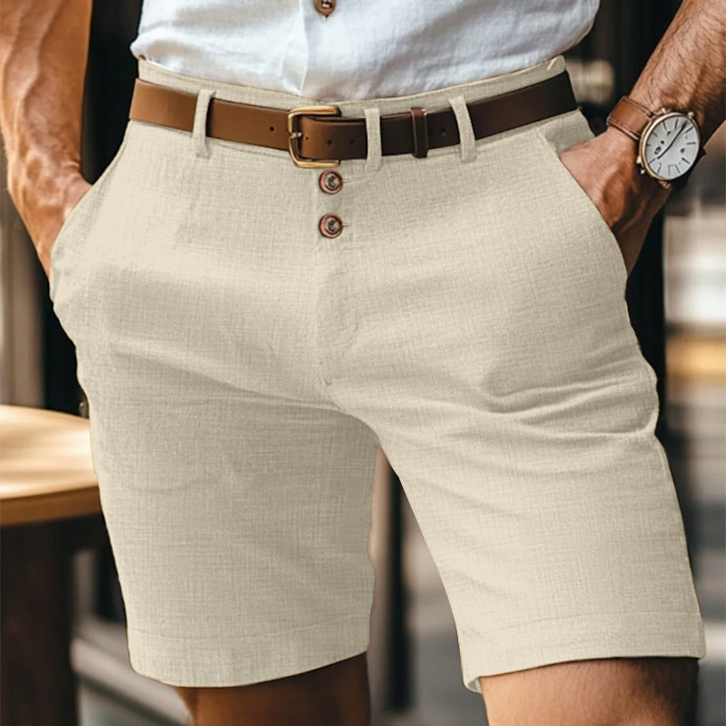 Men's Linen Summer Solid Color Buttons Casual Daily