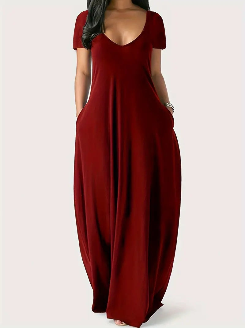 Short Sleeve Long Swing Dress