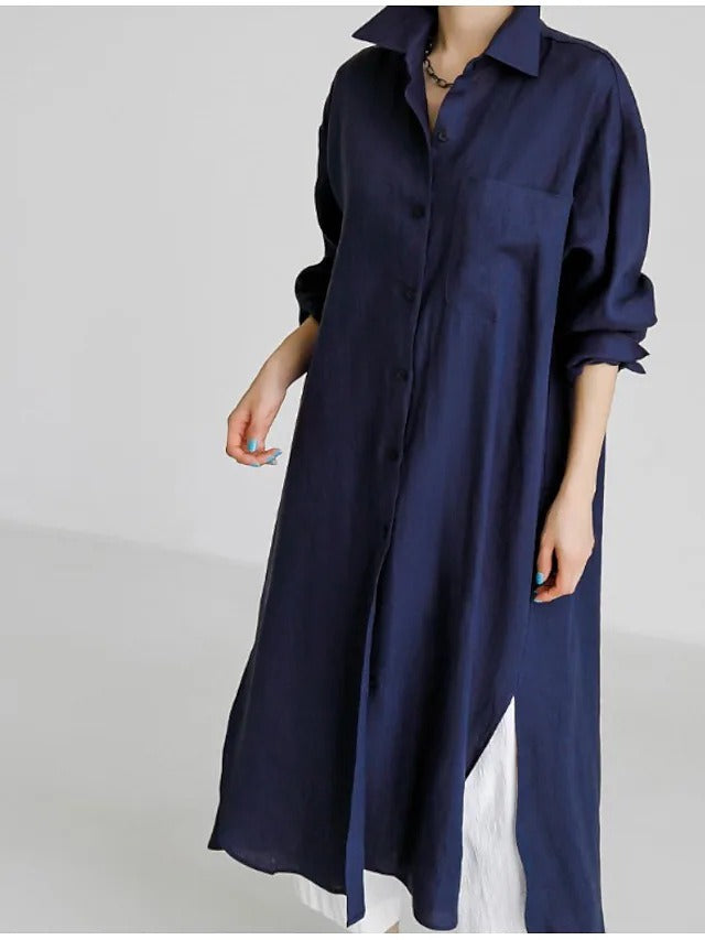 Women's Cardigan Cotton And Linen Half Sleeve Dress Women