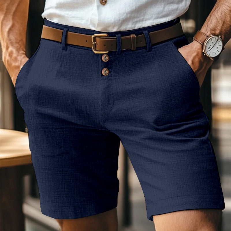 Men's Linen Summer Solid Color Buttons Casual Daily