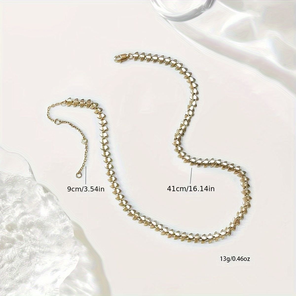Gold Laurel Leaf Leaves Lightweight Chain Link Statement Necklace 18-20 Long