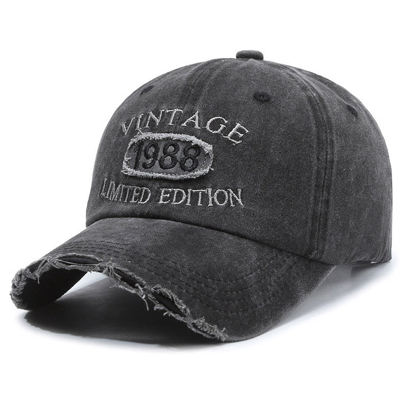 American Retro Soft Top Make Old Ripped Letter Embroidered Baseball Cap