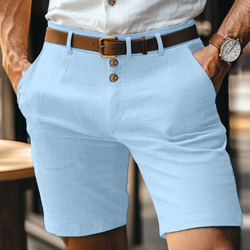 Men's Linen Summer Solid Color Buttons Casual Daily