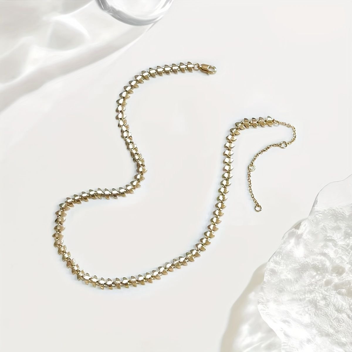 Gold Laurel Leaf Leaves Lightweight Chain Link Statement Necklace 18-20 Long