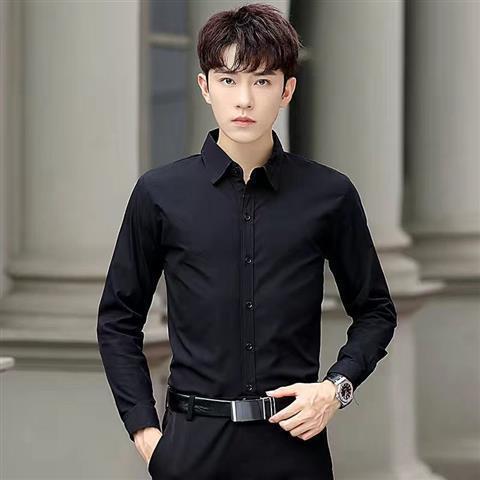 White Shirt Men's Long Sleeve Slim Fit All-match Solid Color