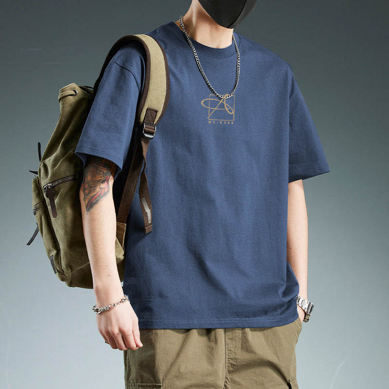 Men's Heavy Short-sleeved Loose Cotton Half Sleeves Top
