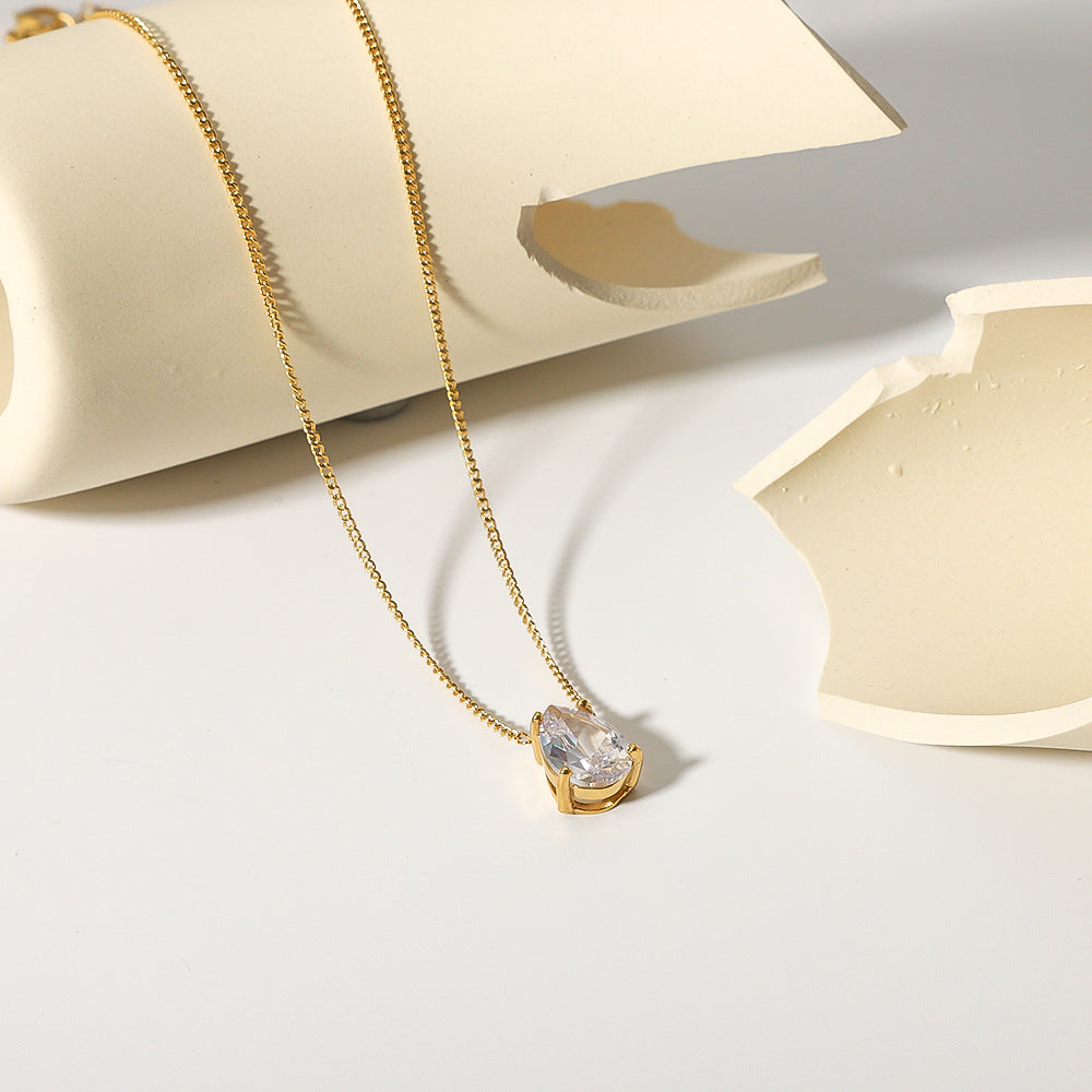 European And American Stainless Steel Necklace 18K Gold Plating Drop-shaped