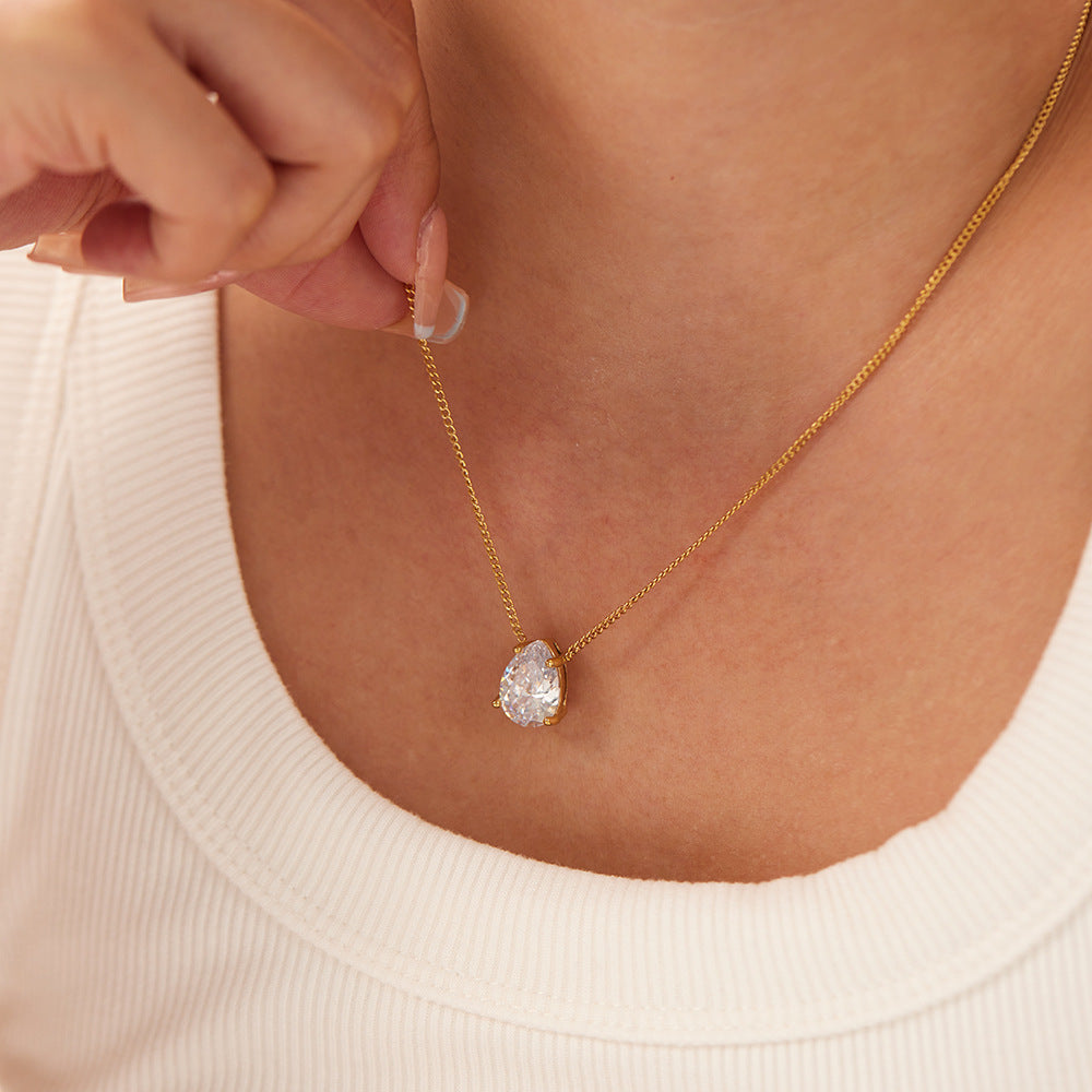 European And American Stainless Steel Necklace 18K Gold Plating Drop-shaped