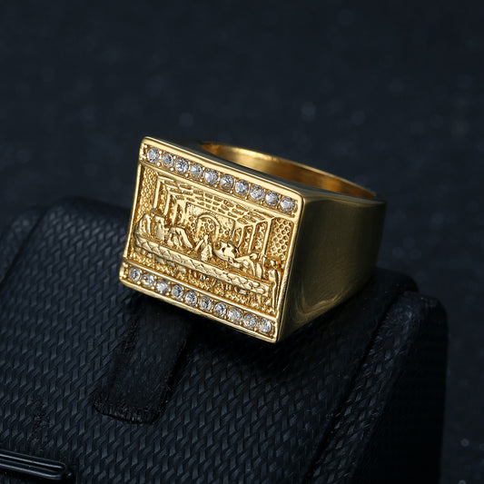 Titanium Steel Gold Plated Men's Ring - The Last Super