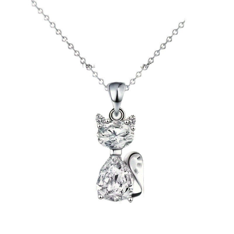 Fashion Unique Crystal Cat Pendant Necklace