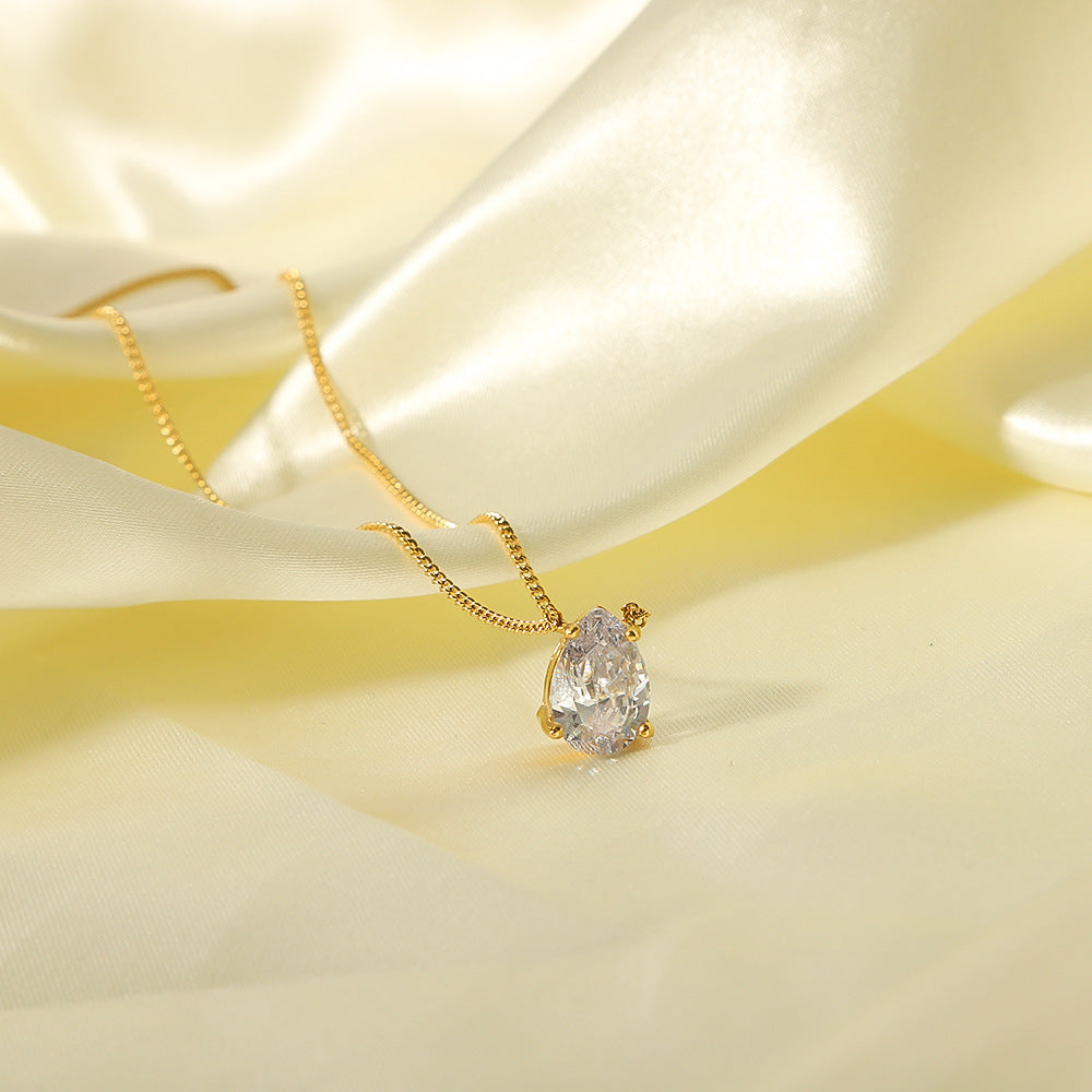 European And American Stainless Steel Necklace 18K Gold Plating Drop-shaped